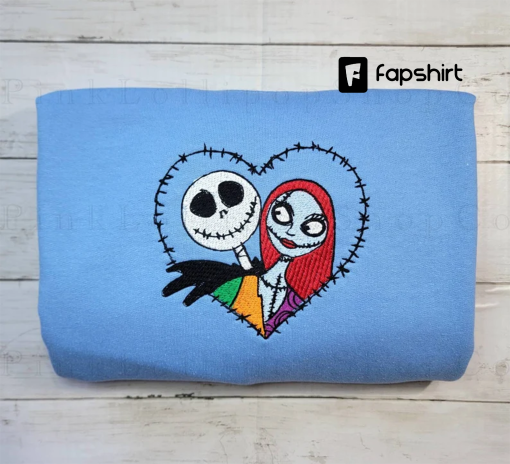 Jack and Sally Embroidered Crewneck Couple Apparel Matching Clothes Couple Custom order Gift Idea, Nightmare Sweatshirt,