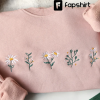 Cute daisy mushroom embroidered sweatshirt,Embroidered Mushroom,Frog,Leaves,crewneck sweatshirt embroidered,vintage sweatshirt