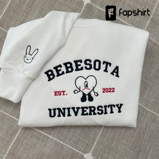 Bebesota University Embroidered Sweatshirt -Bad Bunny- Y2K Style- bad bunny merch – bad bunny embroidery design -bad bunny svg -music