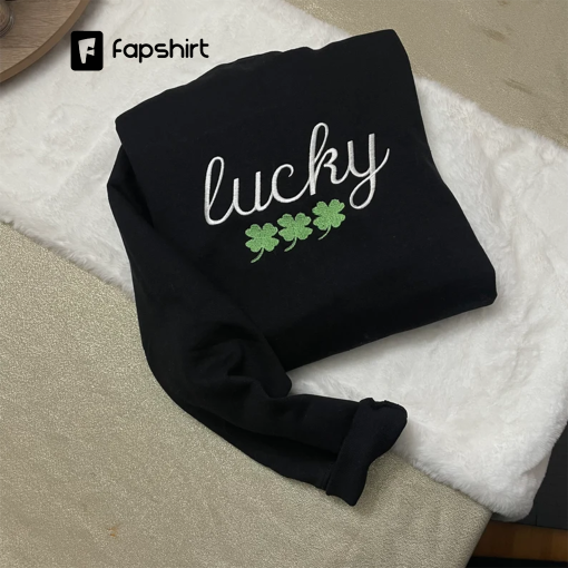 St. Patrick’s Day Lucky Embroidered Sweatshirt| Y2K Style Embroidered Crewneck| St. Patty’s Day- Patrick’s Day- holidays- March- leprechauns