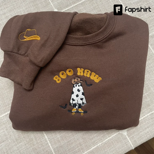 Boo Haw Embroidered Sweatshirt – October – Halloween – Funny Ghost- Holiday – Gift – Boo – Scary – Hallows Eve – Halloween Eve – Cowboy YEE