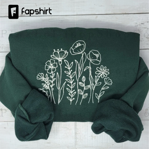 Wildflowers Sweater Wildflowers Embroidered Sweatshirt Wildflowers Crewneck Spring Sweater