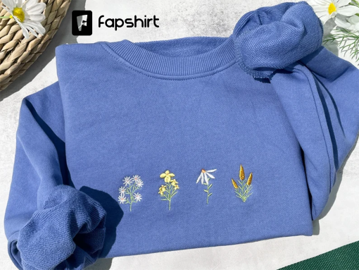 Crewneck Daisy sweatshirt embroidered,embroidered sweatshirt vintage,Flower Sweatshirt,Unisex sweatshirt,gifts for girlfriend