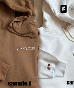 Custom Embroidered Roman Numeral Hoodie • Couples…