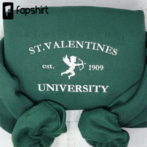 Valentine’s University Embroidered Sweatshirt Embroidered Crewneck Embroidered Sweater