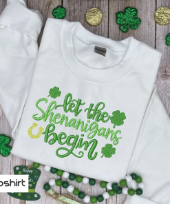 Shenanigans Embroidered Sweatshirt, St Patrick’s Day Sweater,…