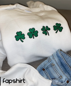 St. Patrick’s Day crewneck sweatshirt shamrocks embroidery