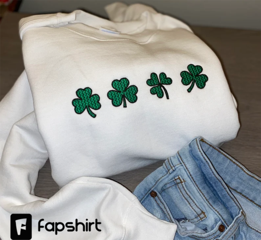 St. Patrick’s Day crewneck sweatshirt shamrocks embroidery