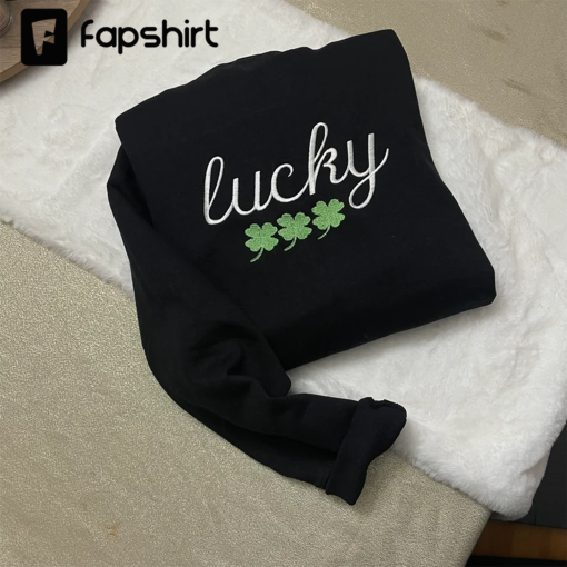 St. Patrick’s Day Lucky Embroidered Sweatshirt| Y2K Style Embroidered Crewneck| St. Patty’s Day- Patrick’s Day- holidays- March- leprechauns