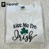 Clover Embroidered Dark Green Crewneck, St. Patrick’s Day, Trendy, Minimalist, St. Patty’s; St. Paddy’s