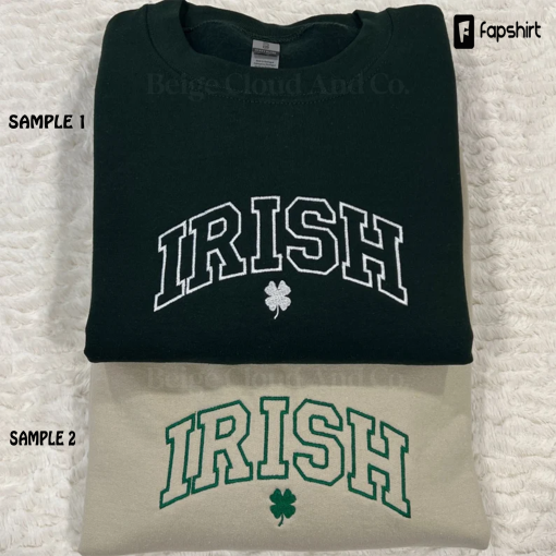 Irish Spellout Embroidered Sweatshirt beigecloudandco