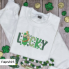 St. Patricks Day Gnomes Sweatshirt, Embroidered Crewneck, Lucky Gnomes Shirt, Lucky Embroidery, Shamrock Sweatershirt, Clover Lucky Crewneck