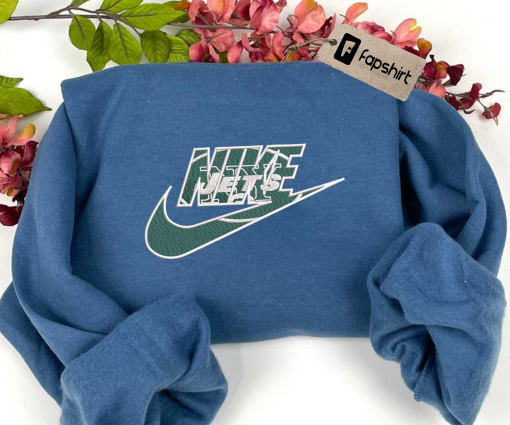 NYJ Football Brand Embroidered Sweatshirt, Football Brand Team Embroidered Crewneck, Football Brand Embroidered Crewneck, Best USA Football Team Embroidered Sweatshirt