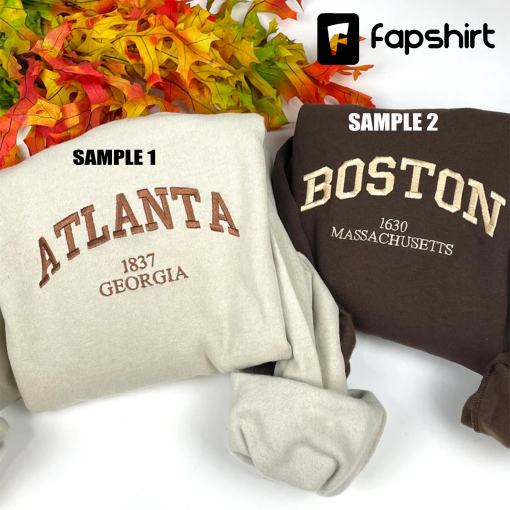 Custom Your City Sweatshirts- Custom City Embroidered Sweatshirts Your Town and State Shirt