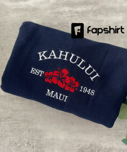 Embroidered Kahului Maui Sweatshirt, Crewneck Sweatshirt, Embroidered…