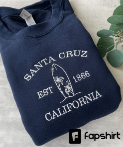 Embroidered Santa Cruz Sweatshirt, California Sweatshirt, Embroidered…