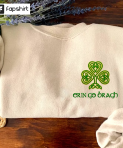 St Patrick’s Day Embroidered Sweatshirt, Erin Go…