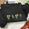 Wildflowers crewneck sweatshirt embroidered,floral embroidered sweatshirt,Valentine’s Day Gift