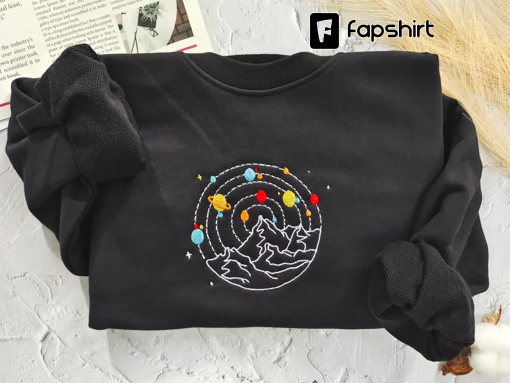 Planets And Mountain Embroidered Sweatshirt