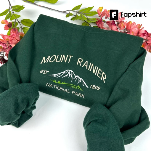 Mount Rainier National Park Embroidered Crewneck Sweatshirt