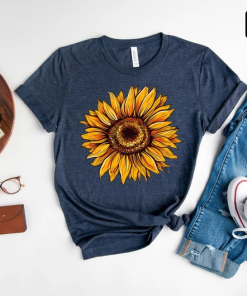 Sunflower Shirt, Flower Print Shirt, Womens Garden…