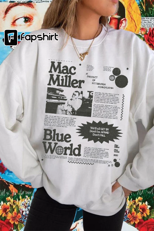 Mac Mill.er Vintage Blue World unisex shirt, Circles Swimming Hoodie, Crewneck T-Shirt, Trendy Hoodie Front and Back, Gifts for friends