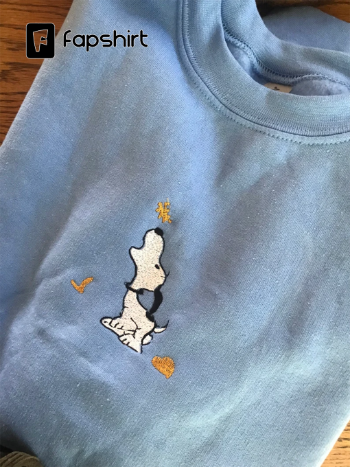 Snoopy Fall Leaves Embroidered Sweatshirt, Halloween Charlie Brown Crewneck