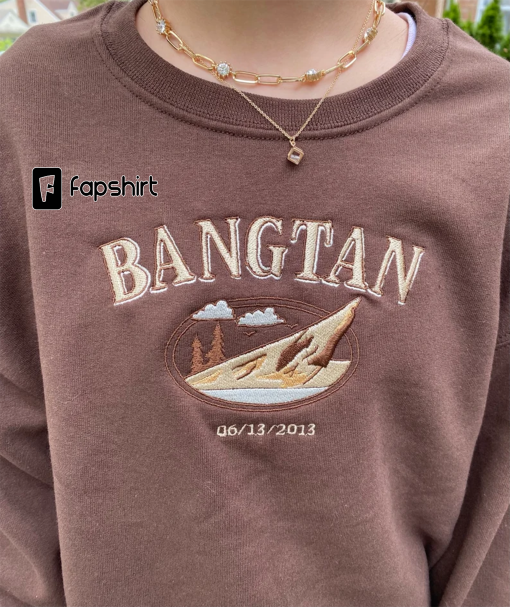 Kpop Inspired Brown Embroidered Soft Kpop Crewneck Hoodie Sweatshirt Fan Made