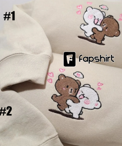 Embroidered | Cute Mocha Milk Bears Embroidered…