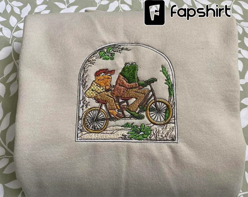 Tan Frog and Toad Embroidered Sweatshirt