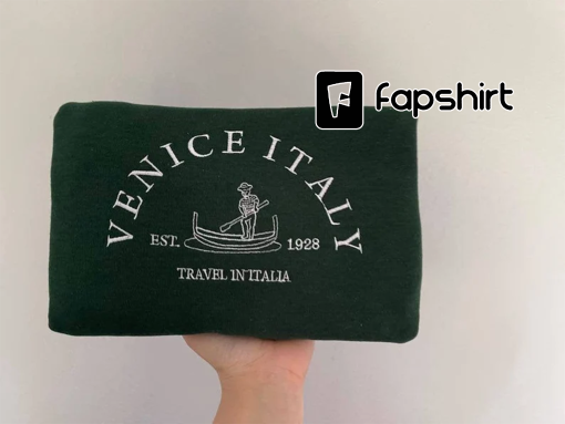 Venice Italy embroidered sweatshirt custom embroidery crewneck; Travel in Italia embroidered crewneck; gift for him/her sweater