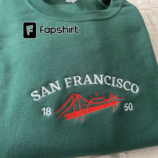 San Francisco Embroidered sweatshirt, vintage California Crewneck, Golden Gate Sweatshirt