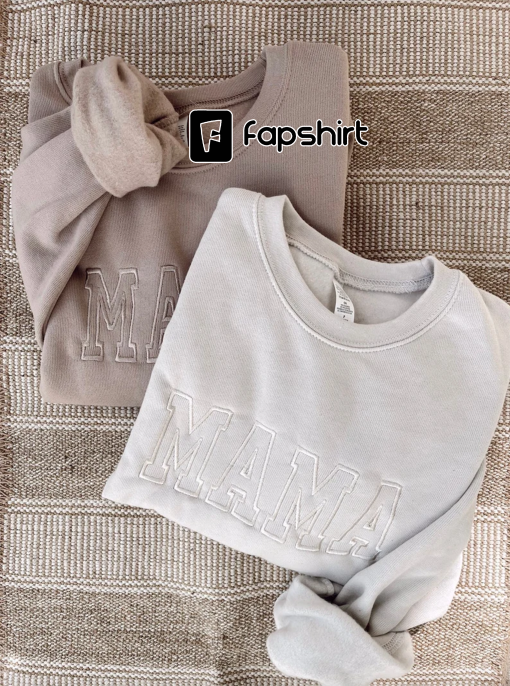 Neutral Embroidered MAMA Sweatshirt || Embroidered MAMA Pullover