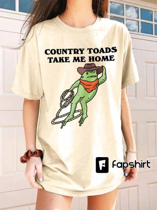 Cowboy Frog Tshirt, Funny Western Froggy Shirt, Cottagecore Froggy Tee, Oversized UNISEX T-shirt, Toad Shirt, Frog Lover shirt, Retro Tee