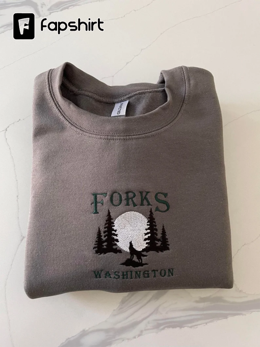 Forks Embroidered Gray Sweatshirt