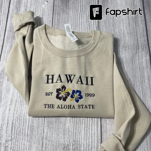 Hawaii Aloha embroidered sweatshirt, Pacific Sweatshirts, Aloha state crewneck; Hawaii Embroidered crewneck; gift for her sweater