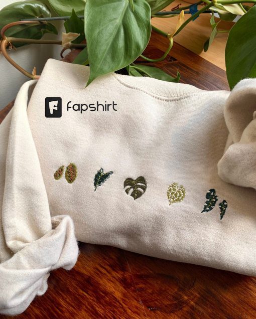 Little Plant Leaves Embroidered Crewneck