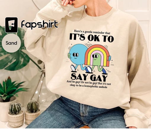 LGBTQ Awareness Hoodie, Gay Rights Sweatshirt, Equality Long Sleeve Shirt, It’s Ok To Say Gay Hoodie, Queer Sweatshirt, Pride Support Hoodie