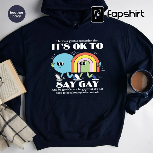 LGBTQ Awareness Hoodie, Gay Rights Sweatshirt, Equality Long Sleeve Shirt, It’s Ok To Say Gay Hoodie, Queer Sweatshirt, Pride Support Hoodie