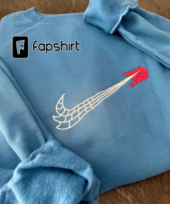 Spider Web Swoosh Crewneck, Spidy Hand Embroidered…