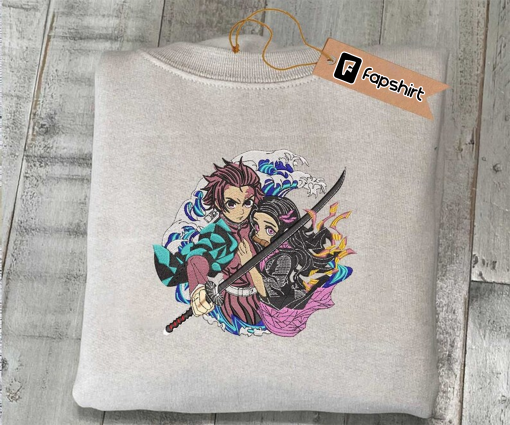 Tanji.ro Embroidered Shirt, Demon Slay Embroidered Sweatshirt, Anime Embroidered Sweatshirt, Anime Gift