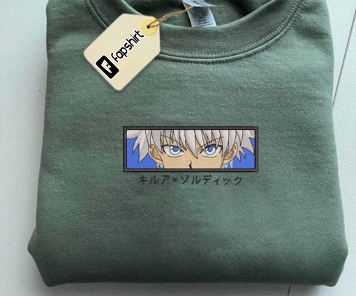 Killu.a Anime Embroidered Sweatshirt, Hunter.X.Hunter Embroidered Sweatshirt, Anime Embroidered Sweatshirt, Anime Sweatshirt