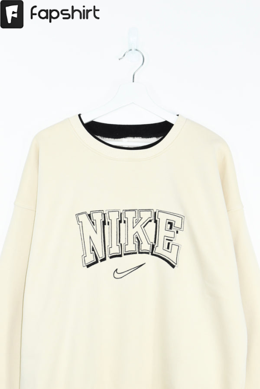 VINTAGE N1KE BEIGE BOOTLEG EMBROIDERY SWEATSHIRT