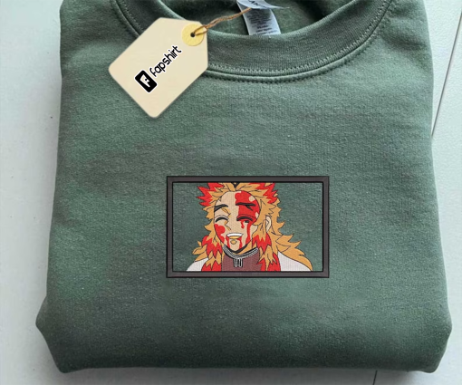 Ren.goku Anime Embroidered Sweatshirt, Demon Slay.er Embroidered Sweatshirt, Anime Embroidered Sweatshirt, Anime Sweatshirt