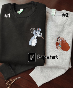 Embroidered Dog Couple Lovely Characters embroidered Sweatshirt,…