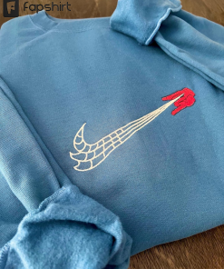 Spider Web Swoosh Crewneck, Spidy Hand Embroidered…