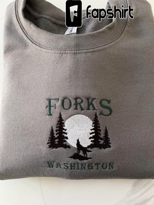 Forks Embroidered Gray Sweatshirt