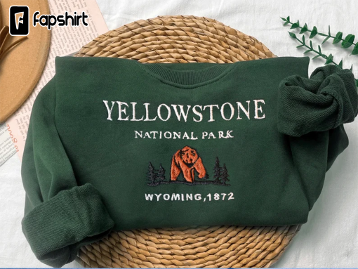 Yellowstone National Park Embroidered Crewneck-embroidered Crewneck-National Park Sweatshirt