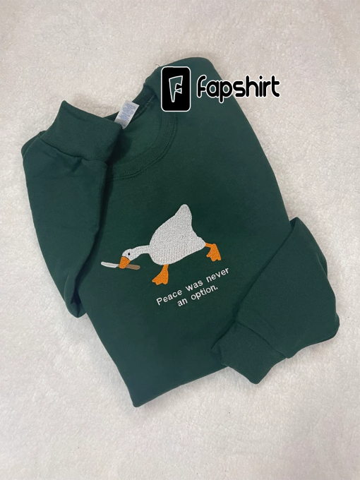 Murder Duck Embroidered Crewneck Sweatshirt, Untitled Duck Game, Duck with Knife Meme, Comfy Sweatshirt