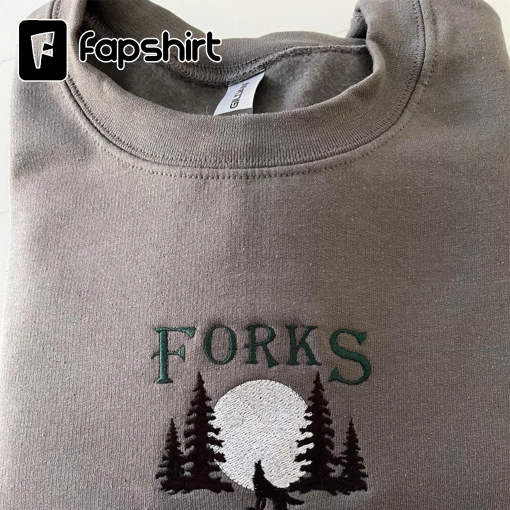 Forks Embroidered Gray Sweatshirt